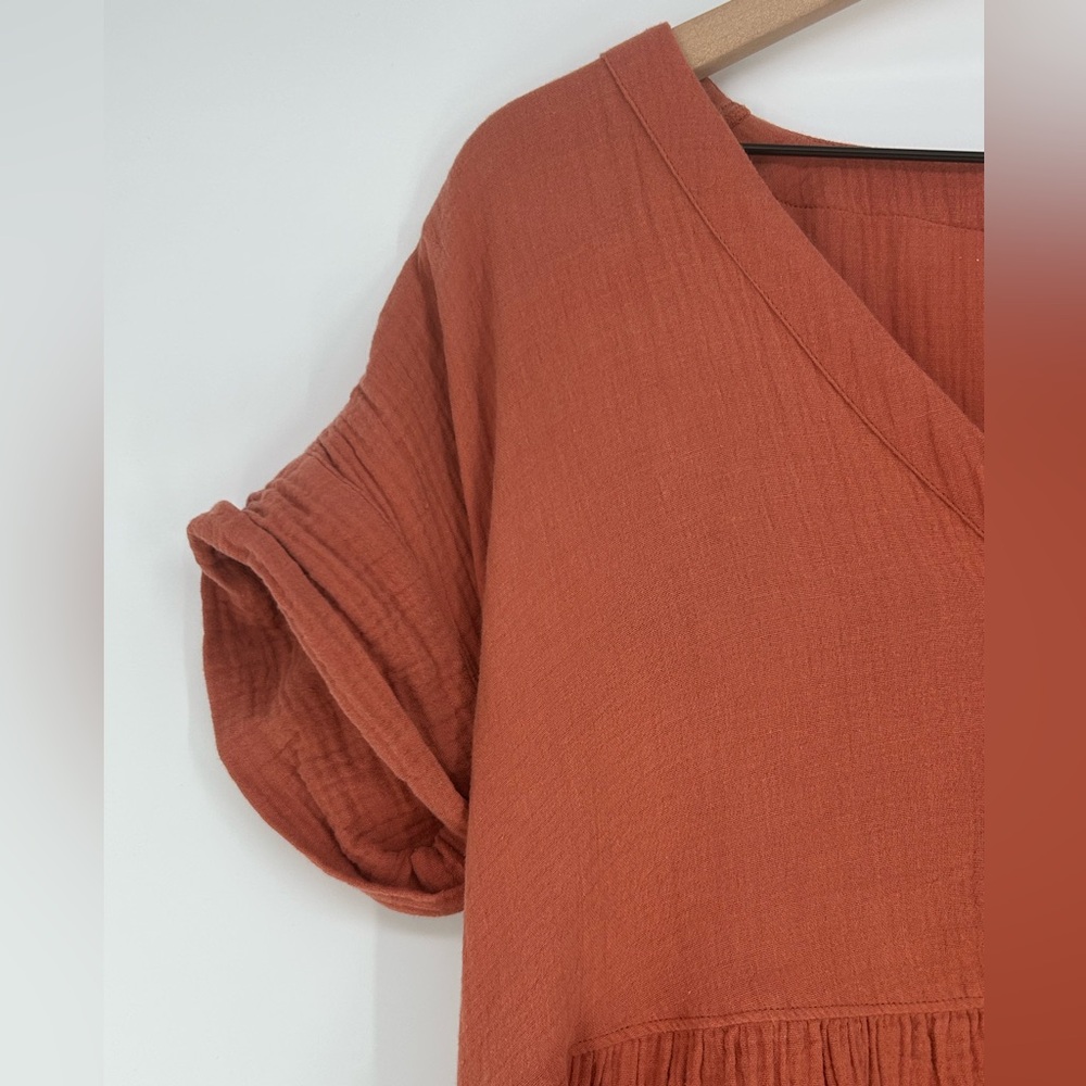 Madewell Rust Button-Front Mini Dress - Picture 9 of 12